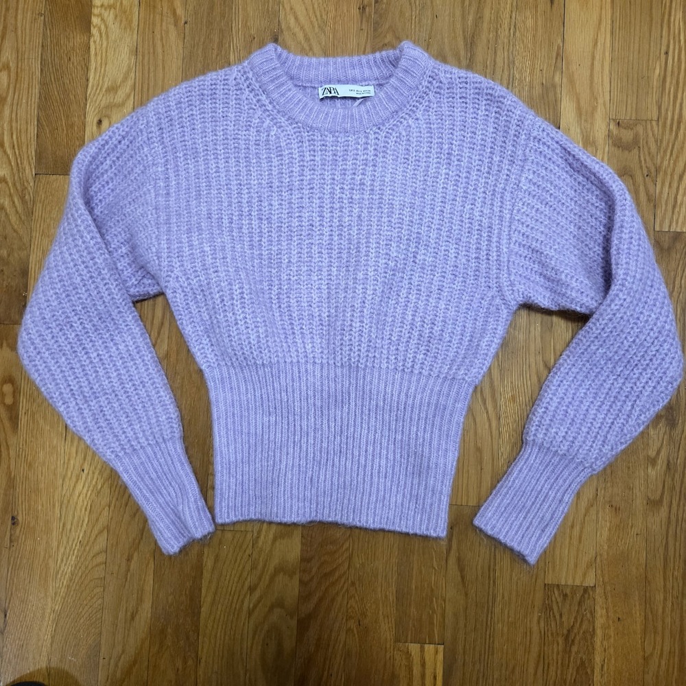 Zara Chunky Fitted Lavender Pullover Sweater In Purple Size Small